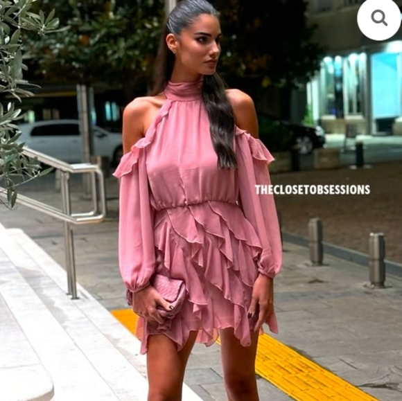 Zara High Collar Ruffle Mini Dress - Picture 6 of 7